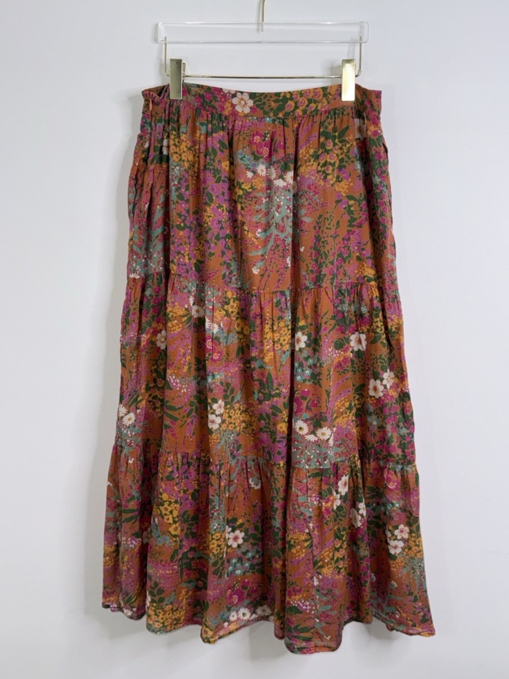 Banjanan Patience Maxi Skirt Gauzy Floral Lok's Caramel Garden Size L